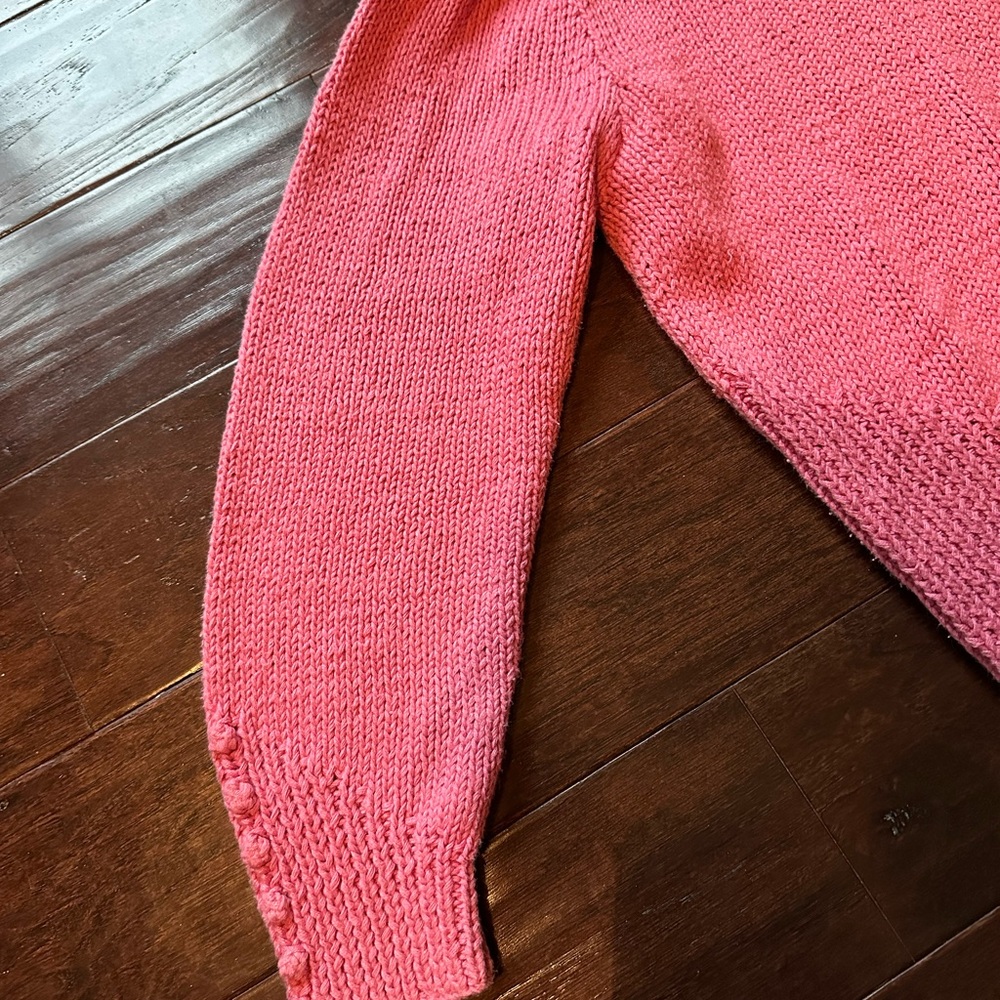 Vintage 80s HAND KNIT Pink Women's Sweater by the eagle’s eye Size L - Picture 3 of 9
